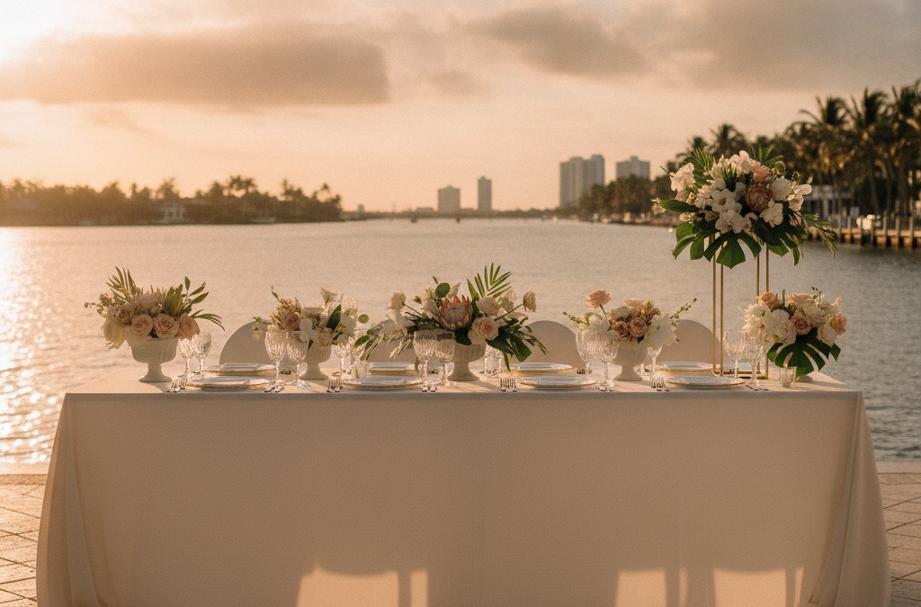 How Do You Style Floral Centerpieces for a South Florida Waterfront Reception That Actually Photographs Well?