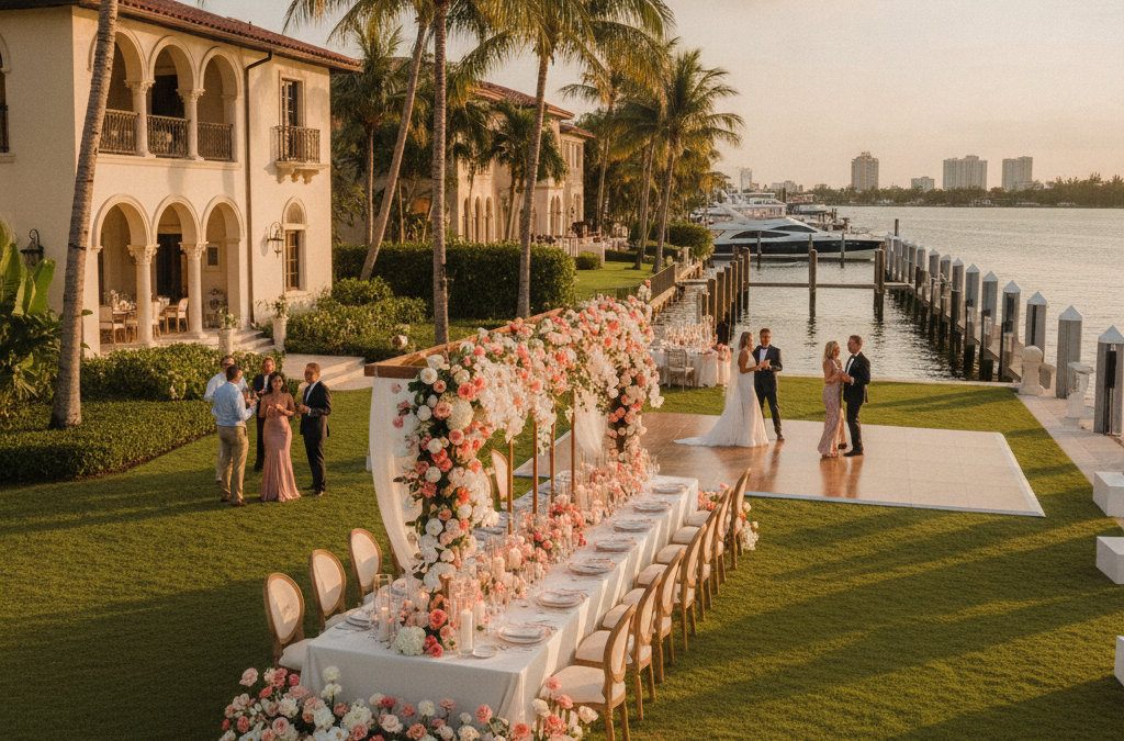 How Do You Design Florals for a Fort Lauderdale Wedding Reception at a Private Estate or Waterfront Mansion?