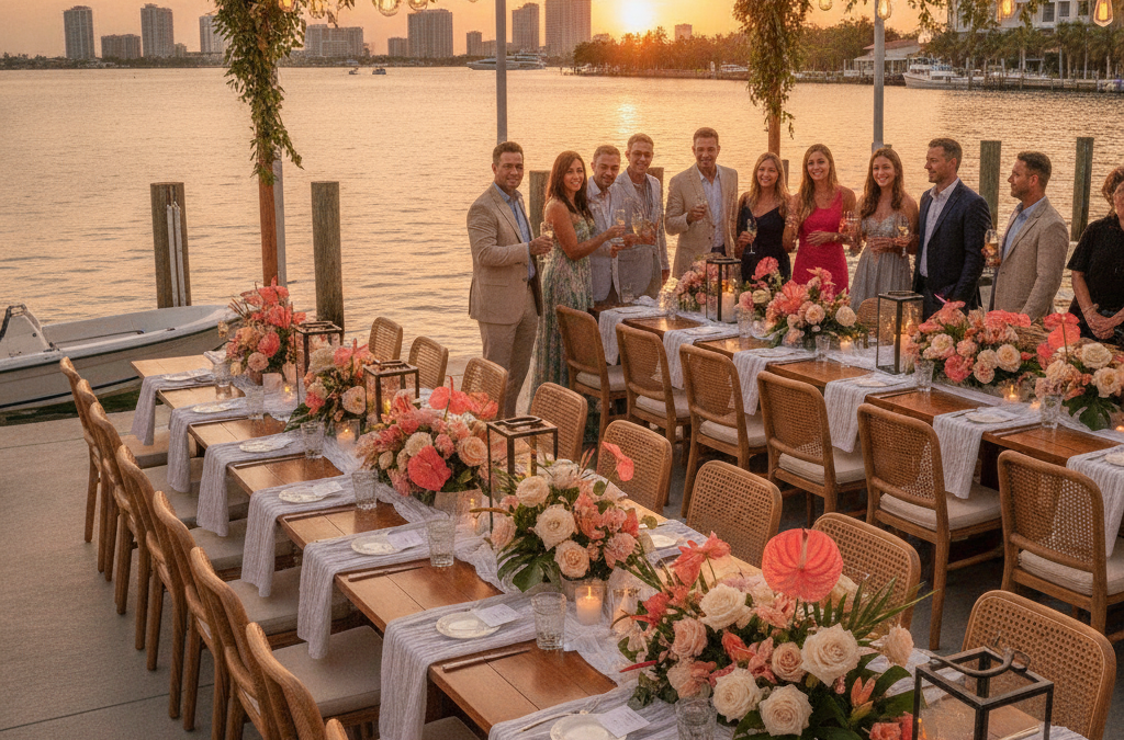 How Do You Design Florals for a Fort Lauderdale Rehearsal Dinner at a Waterfront Restaurant or Private Dining Room?