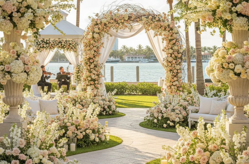 How Do You Design Florals for a Fort Lauderdale Wedding Welcome Garden or Outdoor Arrival Experience That Draws Guests In From the Moment They Arrive?